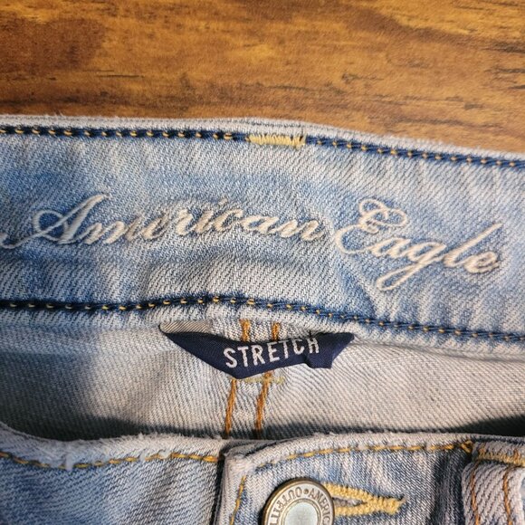 American Eagle Jeans 2 L Artist Flare Low Rise Light Wash Stretch Boho Western - Picture 5 of 11